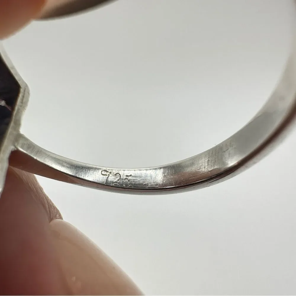 NWOT‎ 9x13mm Emerald cut Tanzanite solitaire ring in sterling silver stamped!